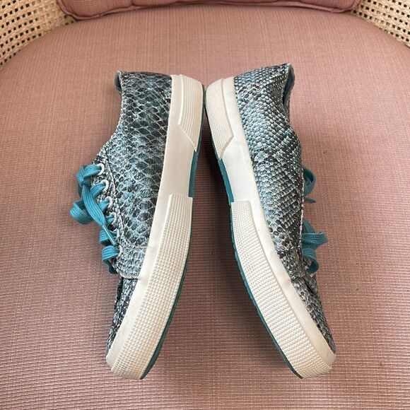 EUC Superga Teal Rattlesnake Texture Sneakers 9 - Picture 7 of 7